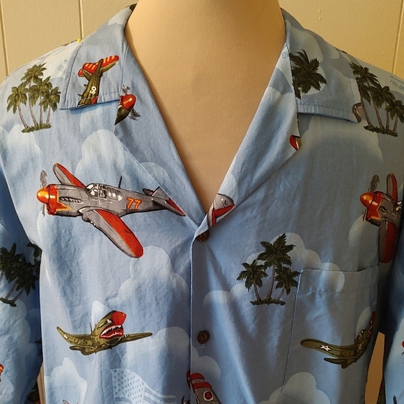 Pacific Legend Other - Fighter Plane Short Sleeve Cotton Shirt Made In Hawaii by Pacific Legend XL EUC
